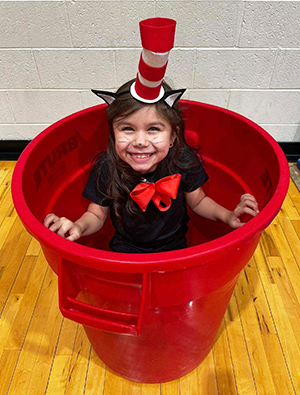 student dressed as Cat in the Hat