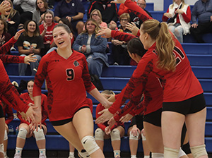 athletes congratulating each other at a volleyball game