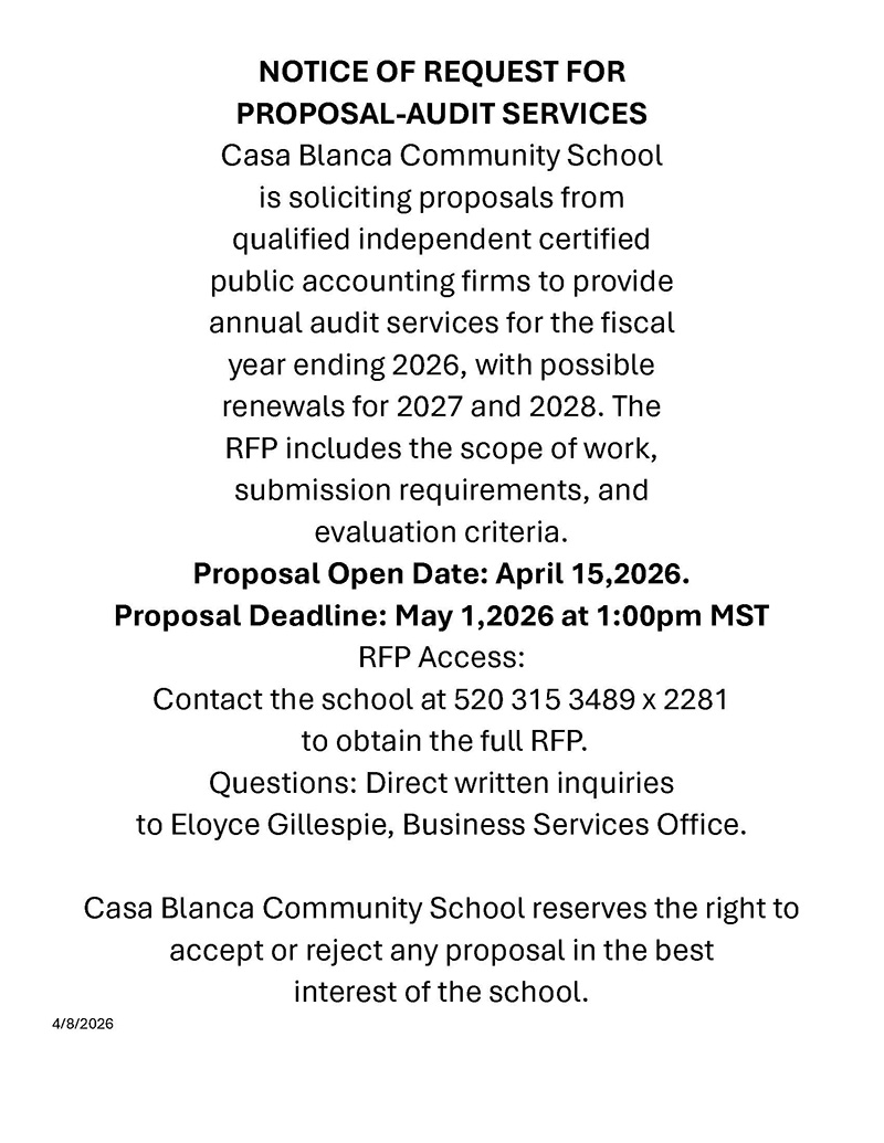 Notice for RFP Audit Services
