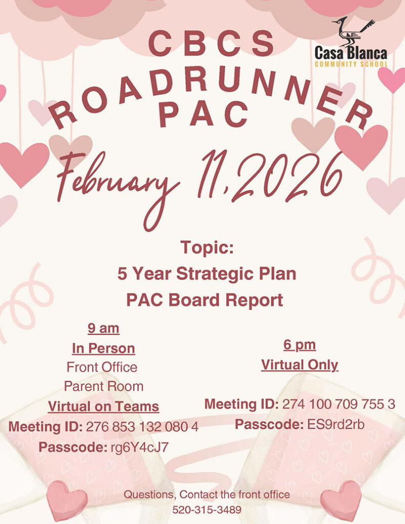 CBCS RoadRunner PAC February 11, 2026 meeting flyer