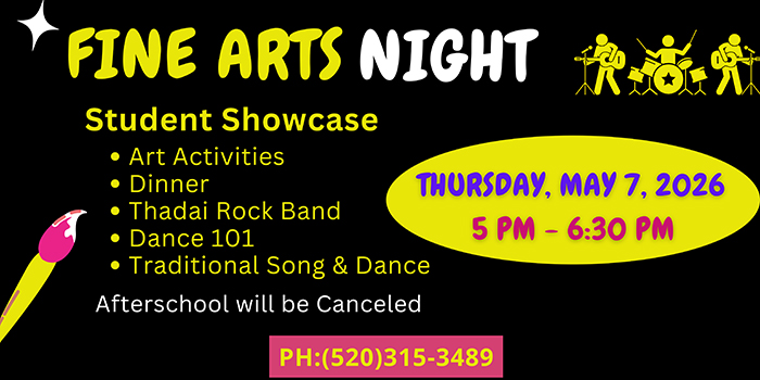 Fine Arts Night Student Showcase flyer