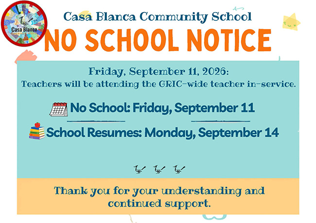 No School Notice - September 11 flyer