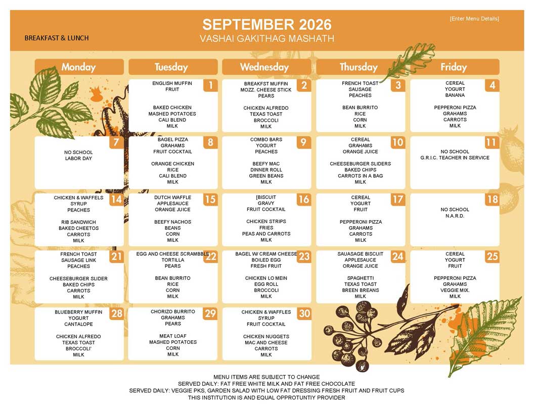 September menu flyer