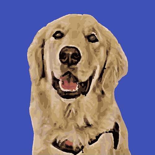 Birch Buddies art painting of a Golden Retriever