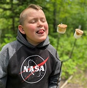 Boy eating smore treat
