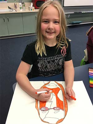 Girl working on art project