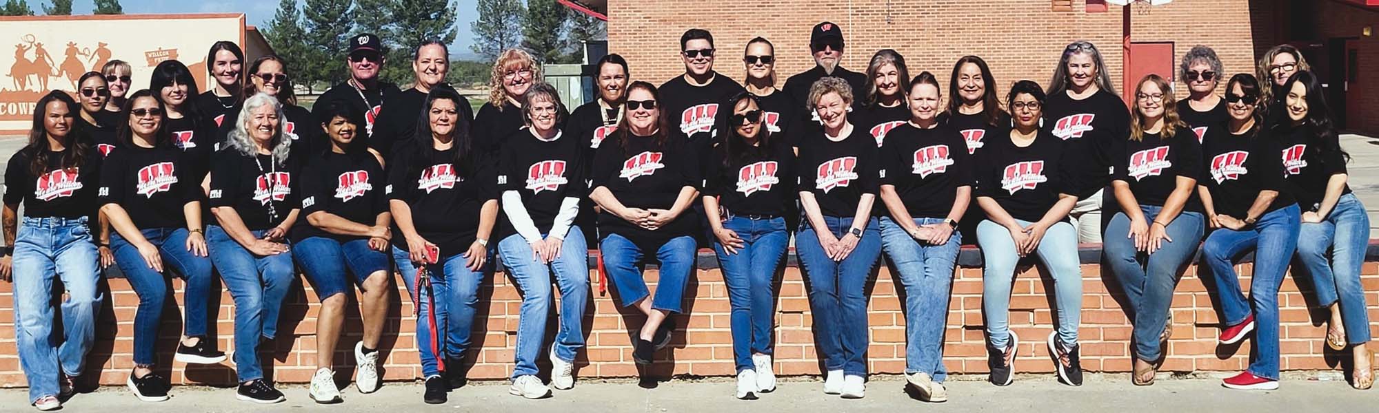 Staff outside of school