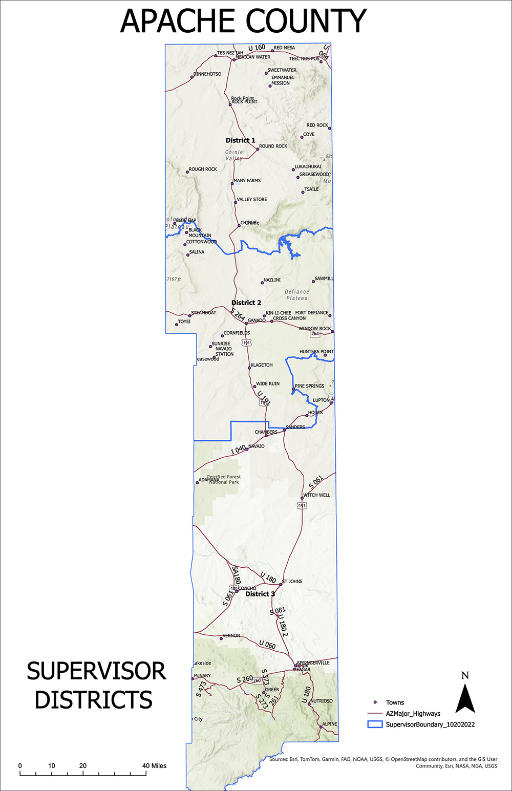 Apache County Supervisor Districts Boundaries Map