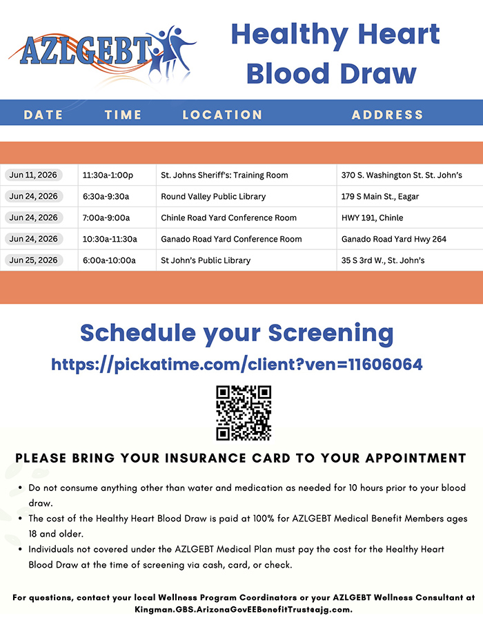 AZLGEBT Healthy Heart Blood Draw flyer