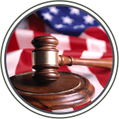 flag with a gavel on top