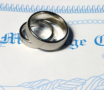 Two wedding rings stacked on top of each other