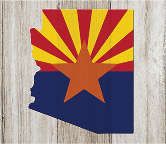 Arizona state flag painted on a wood panel