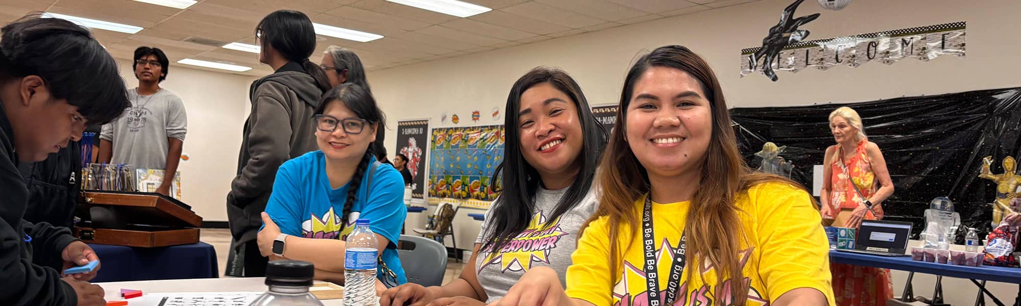 Students around a table