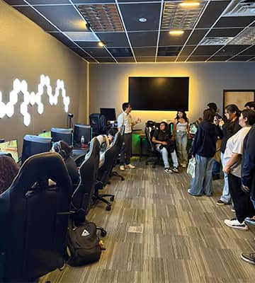 Students in a media room