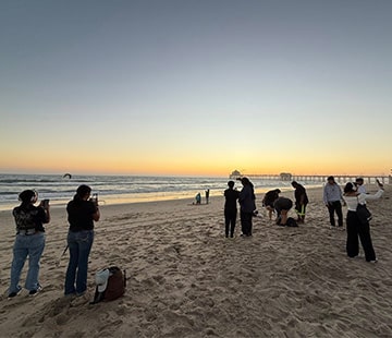 Students on a beach