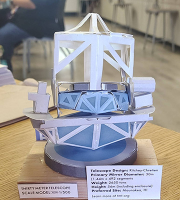 the front view of a Thirty Meter Telescope scale model