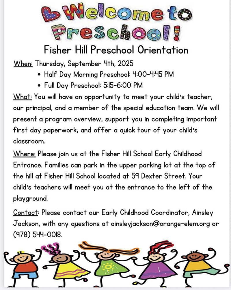 Fisher Hill Preschool Orientation flyer