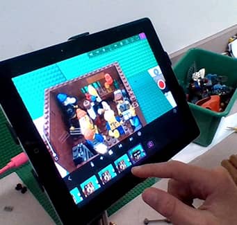 Student making a lego movie