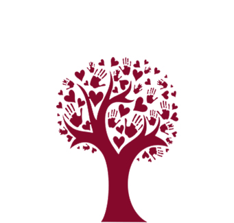 Drawing of a tree with hearts as leaves