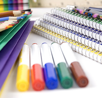 Markers, notebooks, and other school supplies