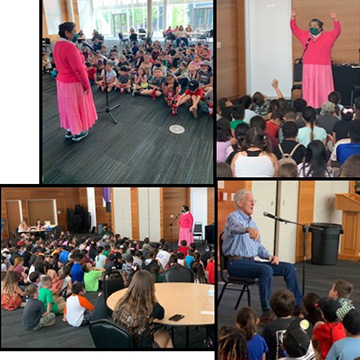 Photos of students listening to the Building Better Readers Project presentation