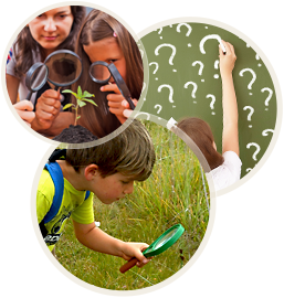 kids with magnifying glass