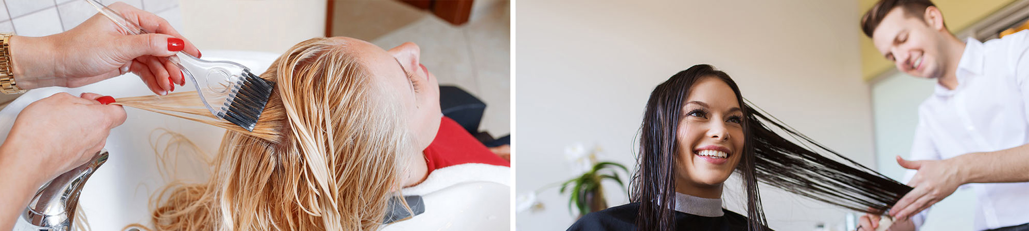 Students providing color and cut hair services