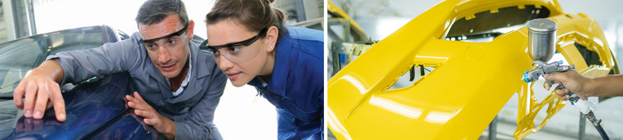 Student learning how to analyze a collision repair job