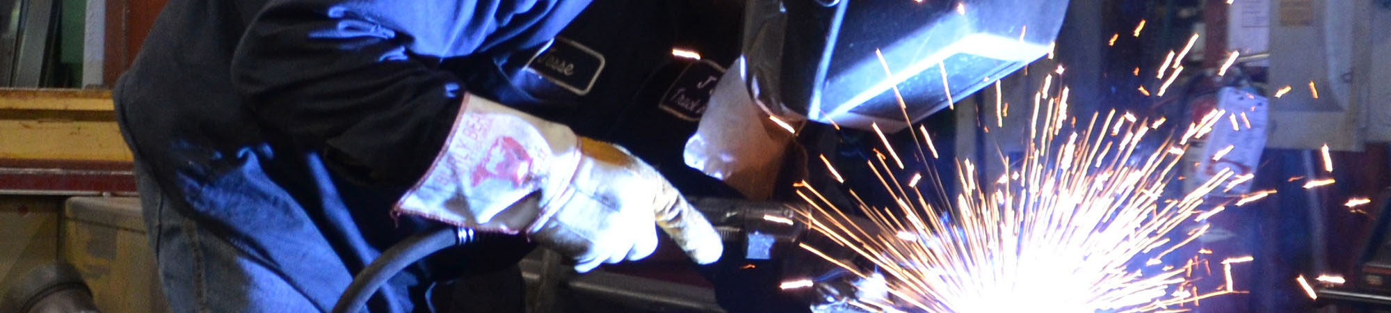 Welding student in the workshop