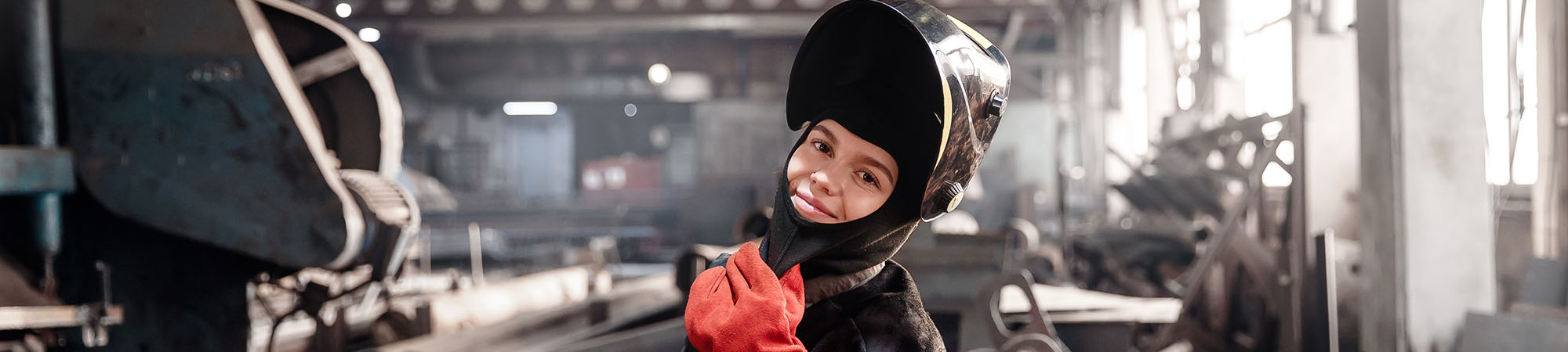 Female welding student