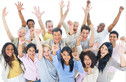 Group of community members cheering on students