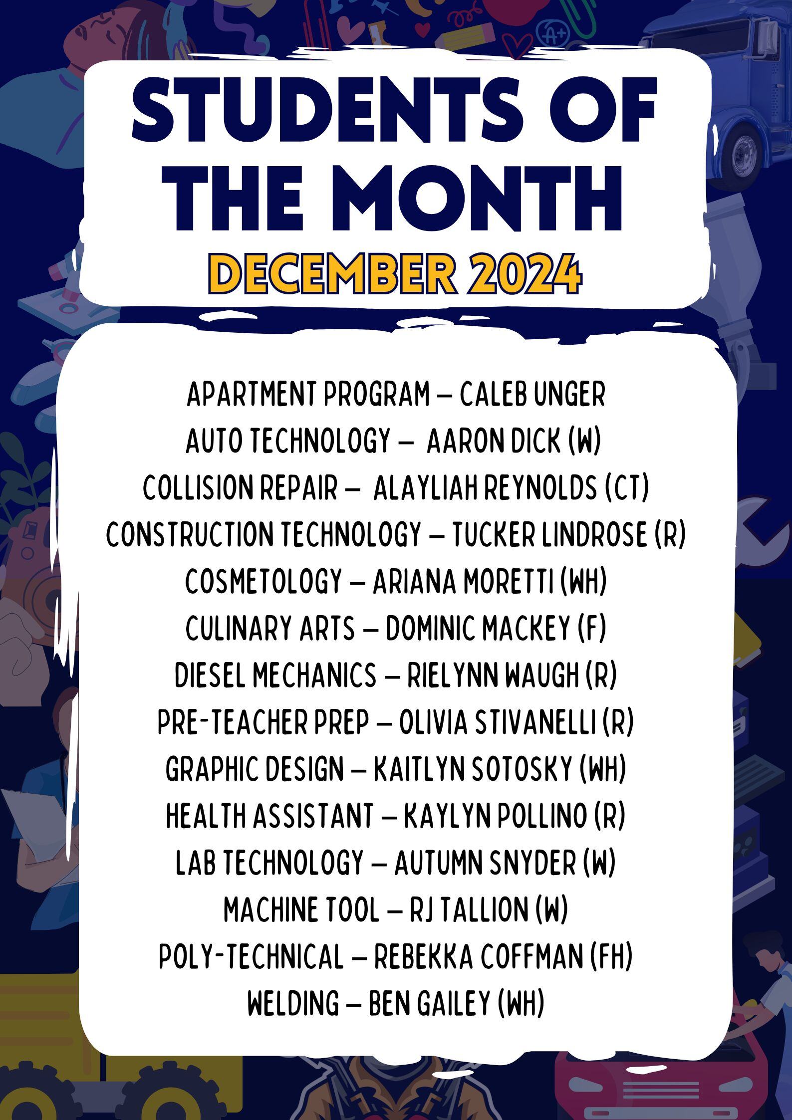 Students of the Month for December 2024