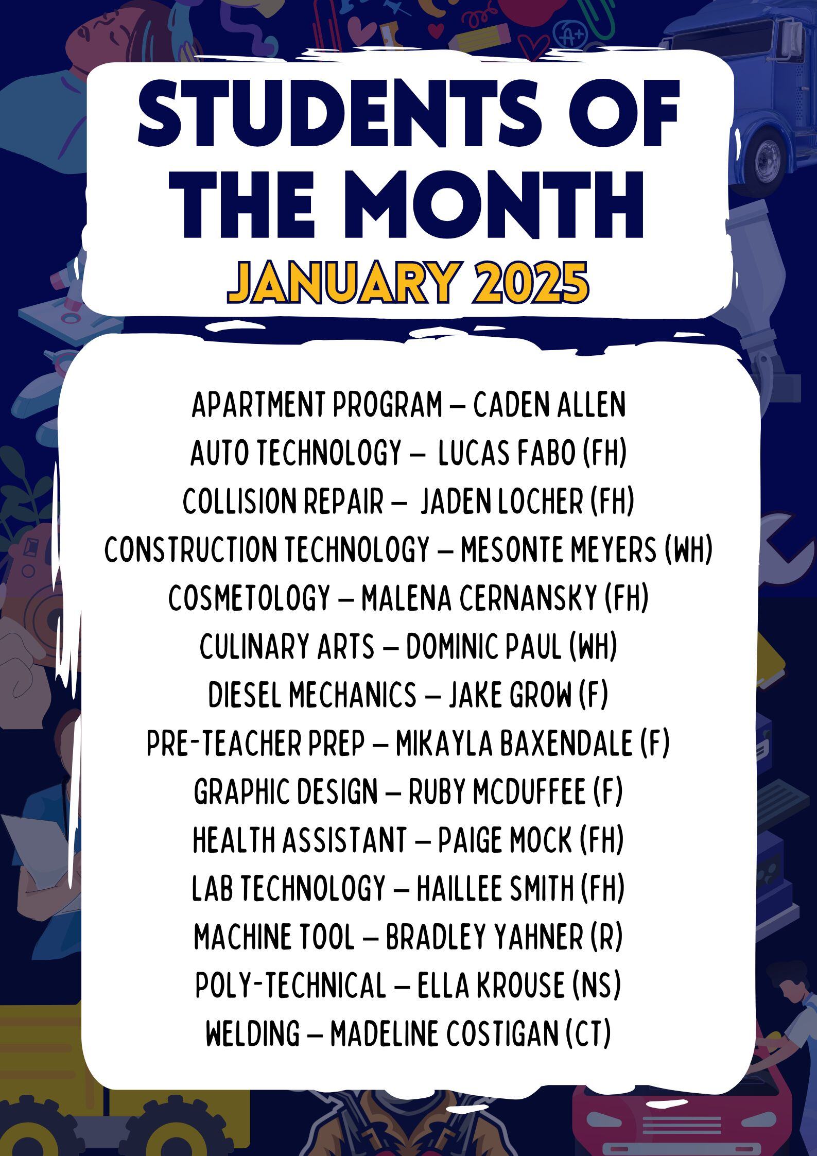 Students of the Month for January 2025