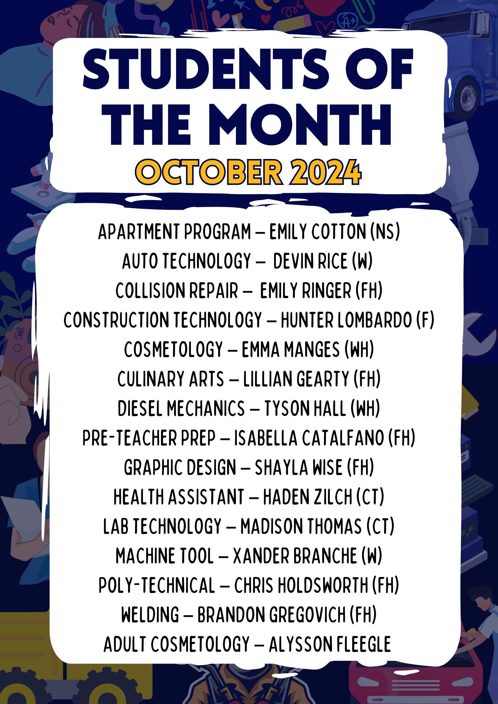 Students of the Month for October 2024