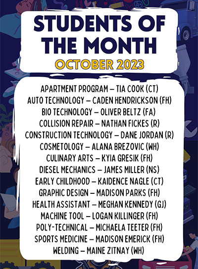 Students of the Month for October 2023