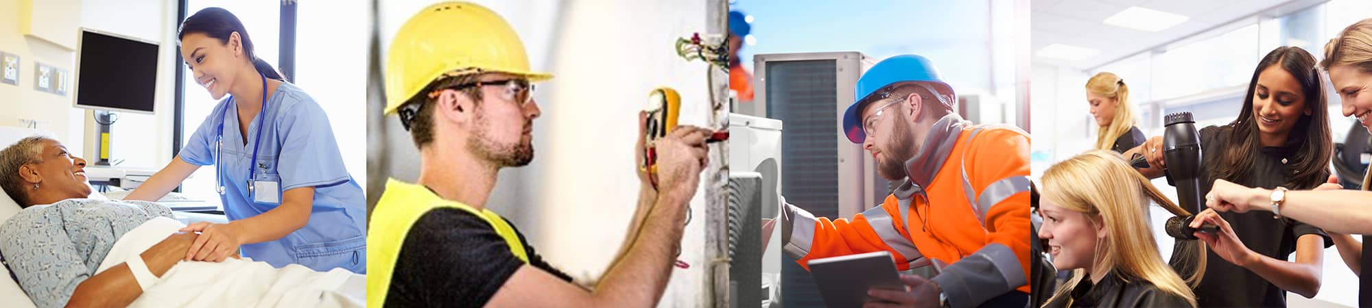 Students participating in nursing, Electrical, HVAC, and Cosmetology