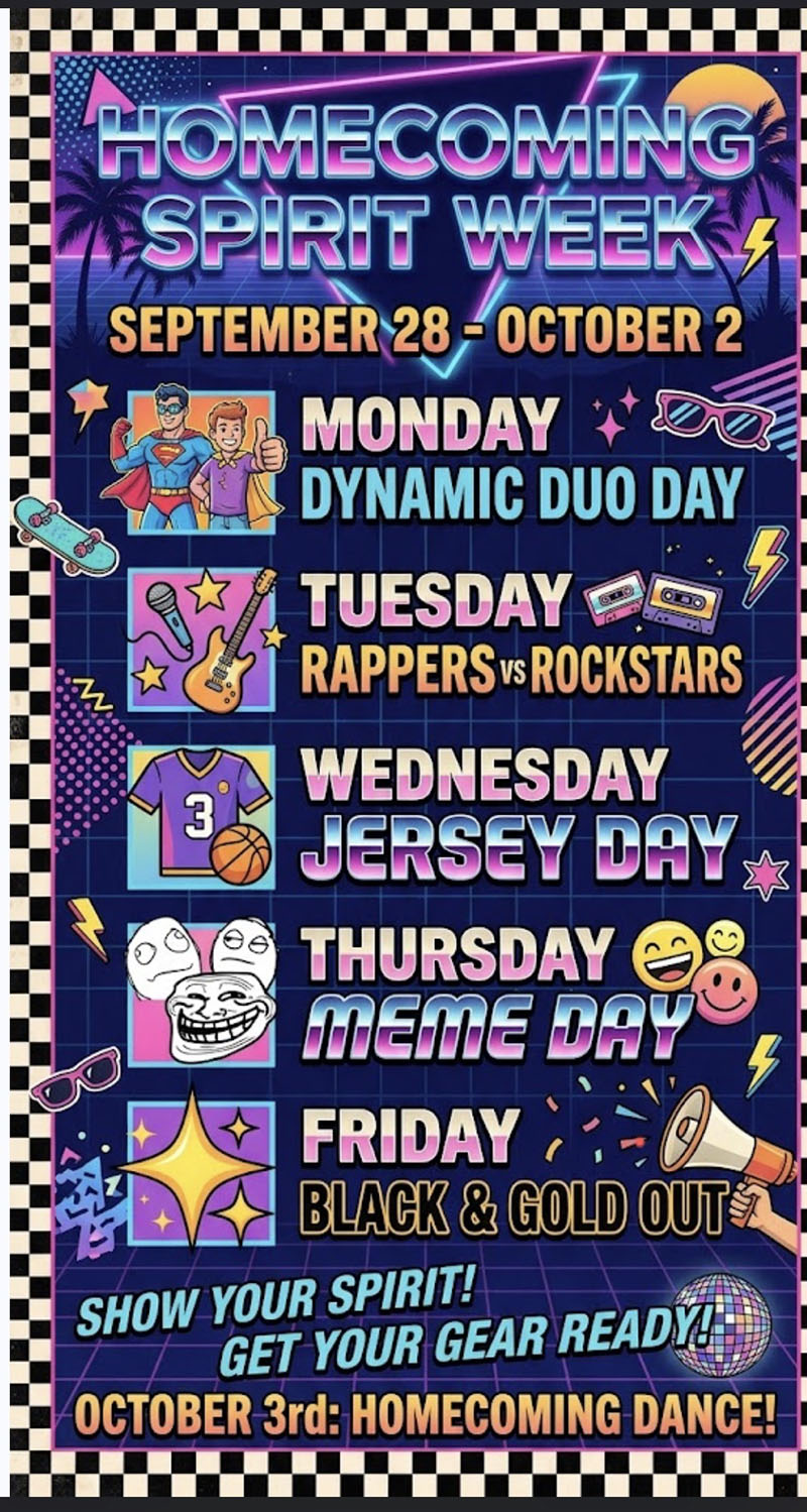 Homecoming Spirit Week flyer
