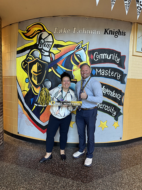 Principal with teacher of the month