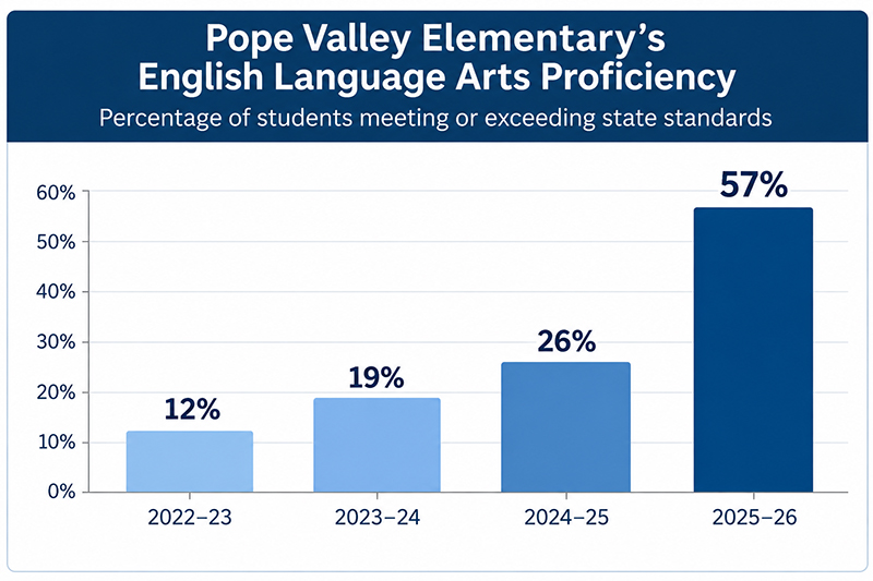 Pope Valley Elementary's English Language Arts Proficiency chart