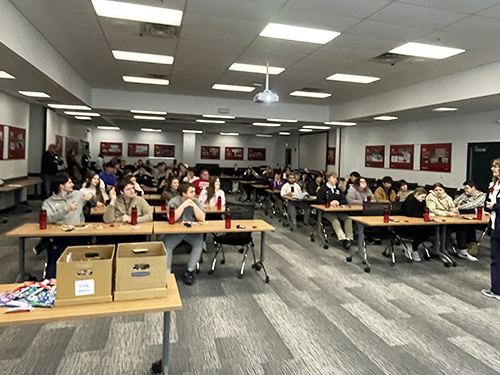 Sophomore students from North and South Decatur sitting in a classroom at a local manufacturing partner