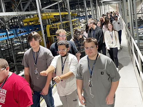 Sophomore students from North and South Decatur visiting a local manufacturing partner
