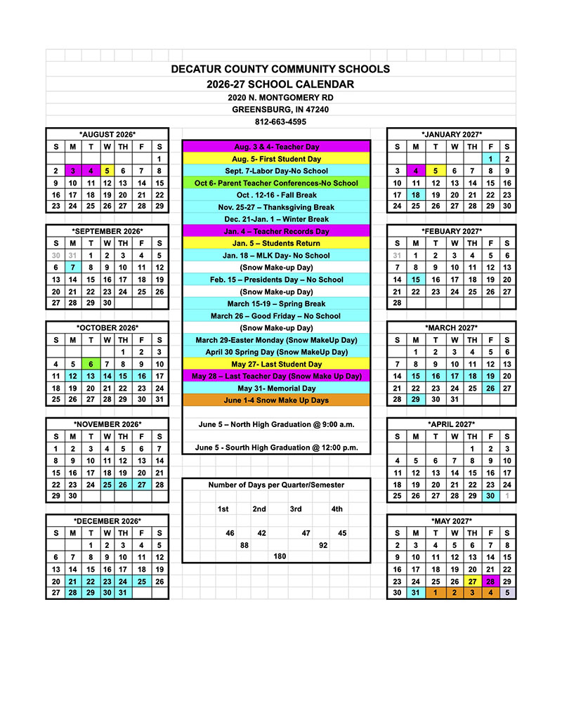 School Calendar 2026-2027