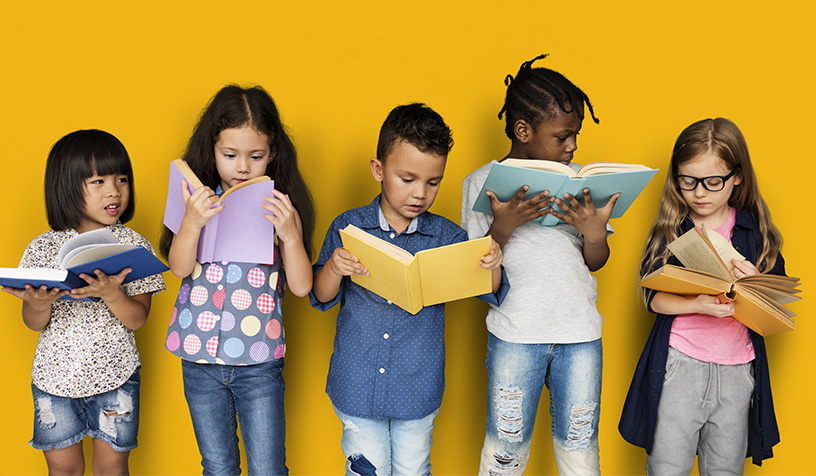 Students reading books