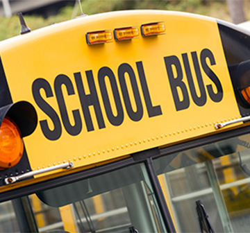 The top of a school bus