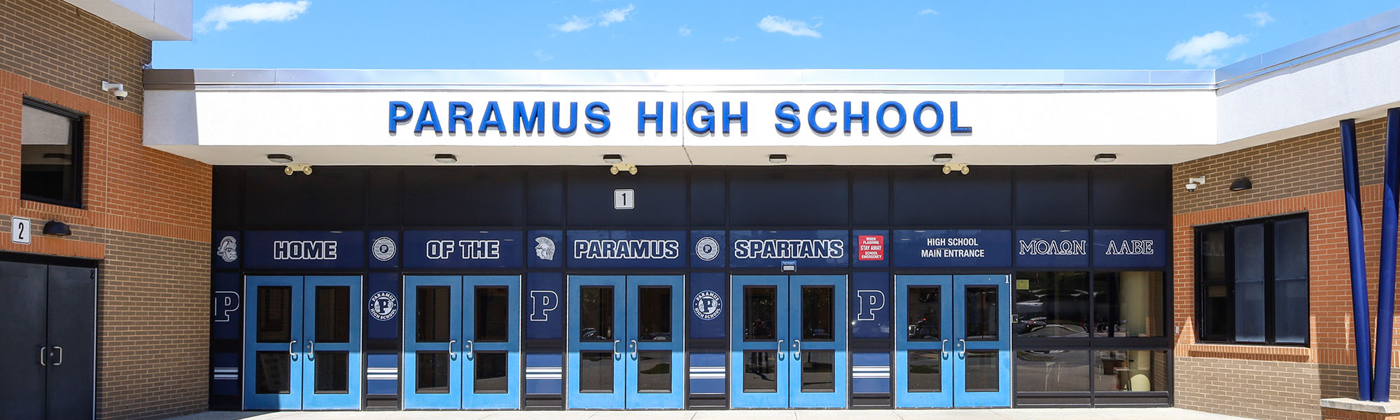 Outside view of Paramus High School entrance