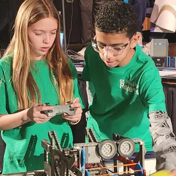 two students working together