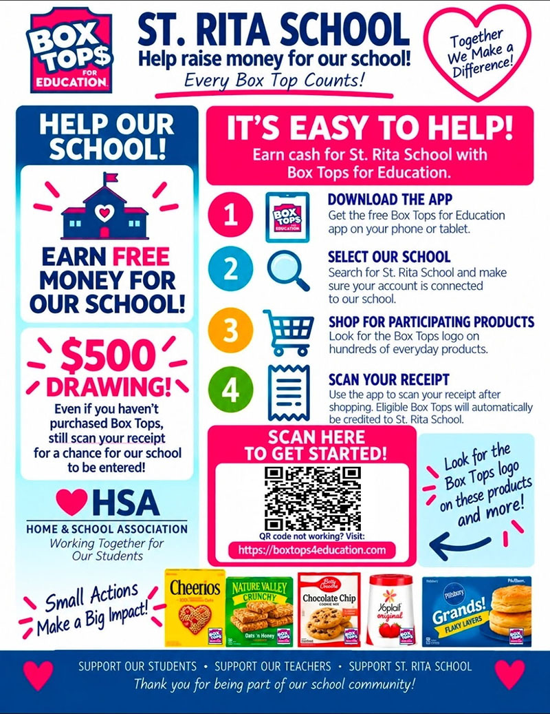 St. Rita School Box Tops flyer for 2026
