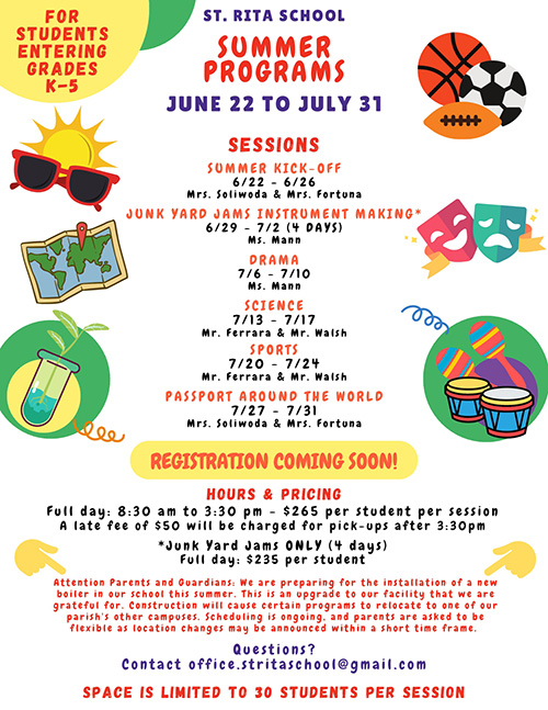 St. Rita School Summer Programs Flyer
