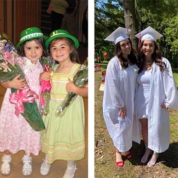 Two students in preschool and graduation