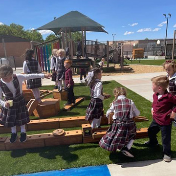 Students playing outside